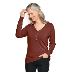 Women's Croft & Barrow® The Extra Soft V-Neck Sweater -Outlet Croft & Barrow Store 4922640 Plum