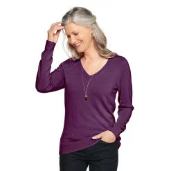 Women's Croft & Barrow® The Extra Soft V-Neck Sweater -Outlet Croft & Barrow Store 4922640 Purple