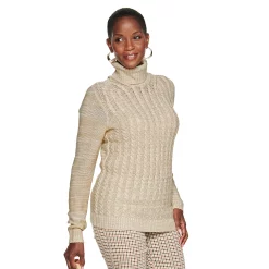 Women's Croft & Barrow® Extra Soft Cable-Knit Turtleneck Sweater -Outlet Croft & Barrow Store 4924265 Beige Marl