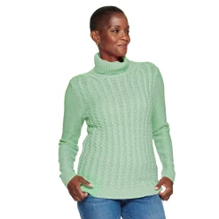 Women's Croft & Barrow® Extra Soft Cable-Knit Turtleneck Sweater -Outlet Croft & Barrow Store 4924265 Mint