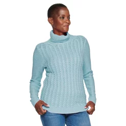 Women's Croft & Barrow® Extra Soft Cable-Knit Turtleneck Sweater -Outlet Croft & Barrow Store 4924265 Peri Blue