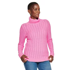 Women's Croft & Barrow® Extra Soft Cable-Knit Turtleneck Sweater -Outlet Croft & Barrow Store 4924265 Pink