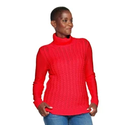 Women's Croft & Barrow® Extra Soft Cable-Knit Turtleneck Sweater -Outlet Croft & Barrow Store 4924265 Red