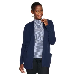 Women's Croft & Barrow® Classic Ribbed Open-Front Cardigan -Outlet Croft & Barrow Store 4959669 Navy