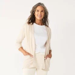Women's Croft & Barrow® Classic Ribbed Open-Front Cardigan -Outlet Croft & Barrow Store 4959669 Oatmeal