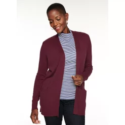 Women's Croft & Barrow® Classic Ribbed Open-Front Cardigan -Outlet Croft & Barrow Store 4959669 Plum