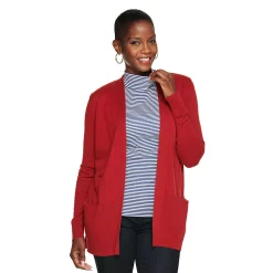 Women's Croft & Barrow® Classic Ribbed Open-Front Cardigan -Outlet Croft & Barrow Store 4959669 Red