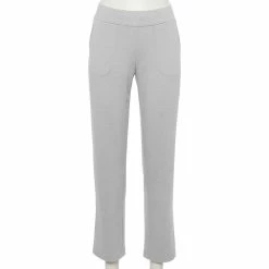 Petite Croft & Barrow® Easy Knit Straight-Leg Pants -Outlet Croft & Barrow Store 5011472 Gray Heather
