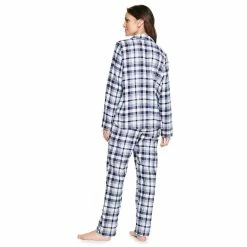 Women's Croft & Barrow® Flannel Long Sleeve Pajama Shirt & Pajama Pants Set -Outlet Croft & Barrow Store 5032546 ALT
