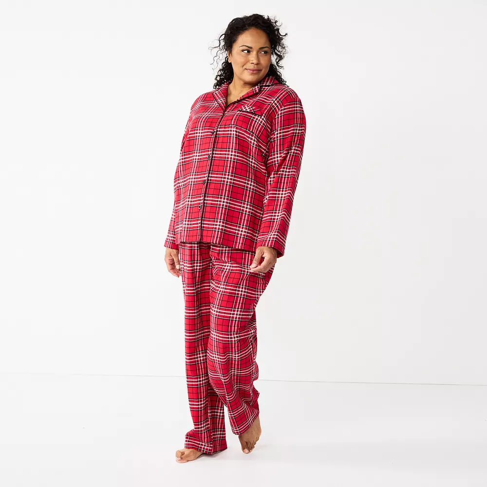 Plus Size Croft & Barrow® Flannel Long Sleeve Pajama Shirt & Pajama Pants Set 1 Plus Size Croft & Barrow® Flannel Long Sleeve Pajama Shirt & Pajama Pants Set