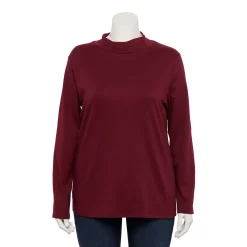Plus Size Croft & Barrow® Essential Mockneck Top -Outlet Croft & Barrow Store 5035951 China Silk