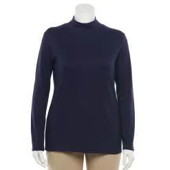 Plus Size Croft & Barrow® Essential Mockneck Top -Outlet Croft & Barrow Store 5035951 Genuine Navy