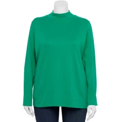 Plus Size Croft & Barrow® Essential Mockneck Top -Outlet Croft & Barrow Store 5035951 Green