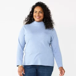 Plus Size Croft & Barrow® Essential Mockneck Top -Outlet Croft & Barrow Store 5035951 Loyal Blue