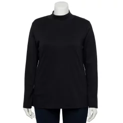 Plus Size Croft & Barrow® Essential Mockneck Top -Outlet Croft & Barrow Store 5035951 Mineral Black