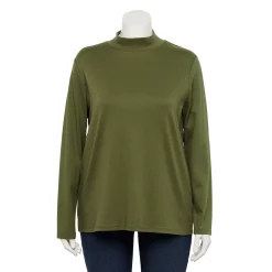 Plus Size Croft & Barrow® Essential Mockneck Top -Outlet Croft & Barrow Store 5035951 Olive
