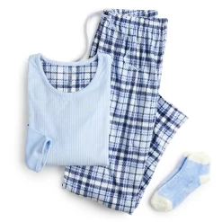 Petite Croft & Barrow® Velour Long Sleeve Pajama Top & Pajama Pants Set -Outlet Croft & Barrow Store 5041069 ALT5