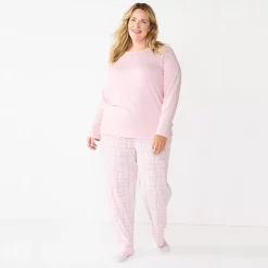 Plus Size Croft & Barrow® Long Sleeve Pajama Top & Pajama Pants Set