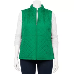 Plus Size Croft & Barrow® Woven Quilted Vest -Outlet Croft & Barrow Store 5047831 Green