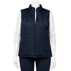 Plus Size Croft & Barrow® Woven Quilted Vest -Outlet Croft & Barrow Store 5047831 Navy
