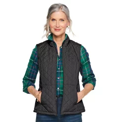 Petite Women's Croft & Barrow® Woven Quilted Vest -Outlet Croft & Barrow Store 5055459 Black