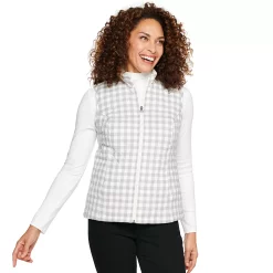 Petite Women's Croft & Barrow® Woven Quilted Vest -Outlet Croft & Barrow Store 5055459 Gray Check
