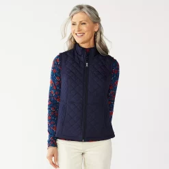 Petite Women's Croft & Barrow® Woven Quilted Vest