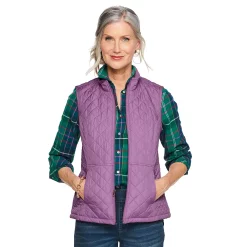 Petite Women's Croft & Barrow® Woven Quilted Vest -Outlet Croft & Barrow Store 5055459 Violet