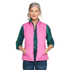 Women's Croft & Barrow® Woven Quilted Vest -Outlet Croft & Barrow Store 5069324 Pink