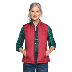 Women's Croft & Barrow® Woven Quilted Vest -Outlet Croft & Barrow Store 5069324 Red
