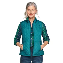 Women's Croft & Barrow® Woven Quilted Vest -Outlet Croft & Barrow Store 5069324 Teal