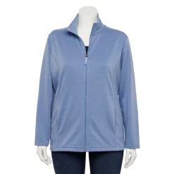 Plus Size Croft & Barrow® Zip-Front Fleece Jacket -Outlet Croft & Barrow Store 5152260 Blue Heather