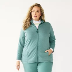 Plus Size Croft & Barrow® Zip-Front Fleece Jacket -Outlet Croft & Barrow Store 5152260 Green