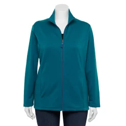 Plus Size Croft & Barrow® Zip-Front Fleece Jacket -Outlet Croft & Barrow Store 5152260 Teal