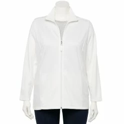 Plus Size Croft & Barrow® Zip-Front Fleece Jacket -Outlet Croft & Barrow Store 5152260 White