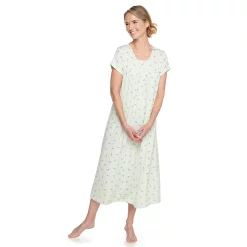 Women's Croft & Barrow® Short Sleeve Henley Nightgown 11 Women's Croft & Barrow® Short Sleeve Henley Nightgown -Outlet Croft & Barrow Store 5177217 Green Butterfly