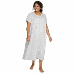 Plus Size Croft & Barrow® Short Sleeve Henley Nightgown -Outlet Croft & Barrow Store 5177219 Blue Floral