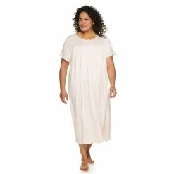 Plus Size Croft & Barrow® Short Sleeve Henley Nightgown -Outlet Croft & Barrow Store 5177219 Pink Scrolls