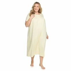 Plus Size Croft & Barrow® Short Sleeve Henley Nightgown -Outlet Croft & Barrow Store 5177219 Yellow Leaves