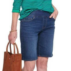 Women's Croft & Barrow® Comfortable Pull-On Jean Shorts -Outlet Croft & Barrow Store 5186176 Dark Wash