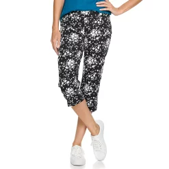 Petite Croft & Barrow® Effortless Stretch Capri Pants -Outlet Croft & Barrow Store 5188907 Black Floral