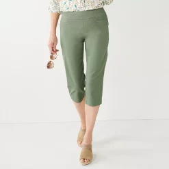 Petite Croft & Barrow® Effortless Stretch Capri Pants -Outlet Croft & Barrow Store 5188907 Olive