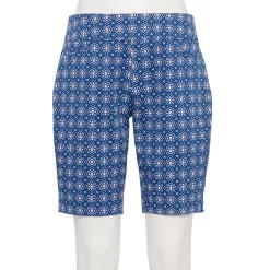 Petite Croft & Barrow® Effortless Stretch Bermuda Shorts -Outlet Croft & Barrow Store 5189799 Denim Blues Geo Tile