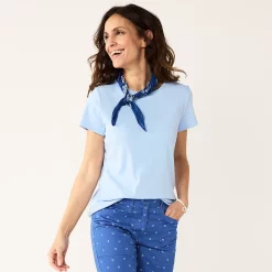 Petite Croft & Barrow® Essential Crewneck Tee -Outlet Croft & Barrow Store 5193524 Blue Bell