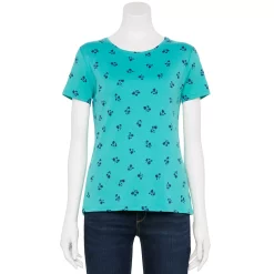 Petite Croft & Barrow® Essential Crewneck Tee -Outlet Croft & Barrow Store 5193524 Bunched Garden Teal