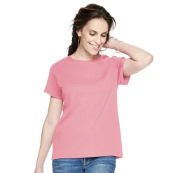 Petite Croft & Barrow® Essential Crewneck Tee -Outlet Croft & Barrow Store 5193524 Flamingo Pink
