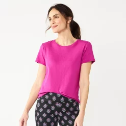 Petite Croft & Barrow® Essential Crewneck Tee -Outlet Croft & Barrow Store 5193524 Fuchsia