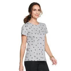 Petite Croft & Barrow® Essential Crewneck Tee -Outlet Croft & Barrow Store 5193524 Gray Butterfly