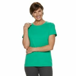 Petite Croft & Barrow® Essential Crewneck Tee -Outlet Croft & Barrow Store 5193524 Green