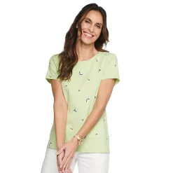 Petite Croft & Barrow® Essential Crewneck Tee -Outlet Croft & Barrow Store 5193524 Green Tossed Daisy